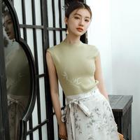 限尺码：OLRAIN 女士新中式刺绣无袖上衣