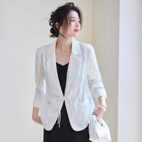 ORIGIN 母亲节礼物春夏小西装外套女春秋七分袖薄款上衣时尚提花空调衫