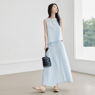 DUIBAI/对白 夏装设计感开叉无袖衬衫半裙两件套