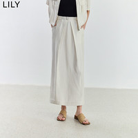LILY 夏新款女装复古休闲气质通勤显瘦工装半身裙 604米白