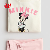 H&M 迪士尼系列女婴套装 米妮长袖卫衣+打底裤 奶油色 110