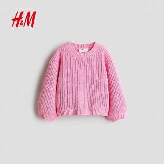 H&M 儿童女童雪尼尔针织毛衣 粉色 120cm(4-6岁)
