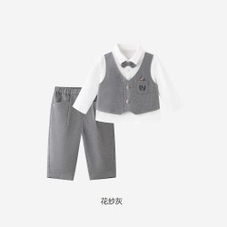 英氏 儿童夏季套装宝宝礼服西服春秋男童纯棉新款长袖