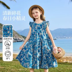 ASK junior ask儿童裙子2026夏新款女童小女孩女宝宝中大童碎花连衣裙公主裙