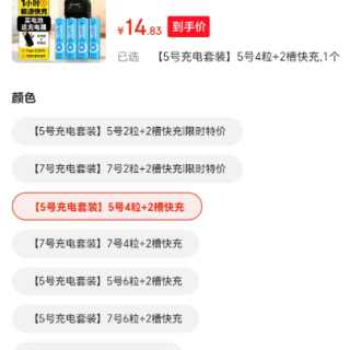耐时 限时1小时！5号4节-1小时快充电套装 （带充电器）