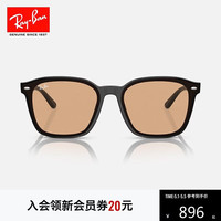 Ray-Ban 0RB4392D 方形大框太阳镜 黑色镜框棕色镜片