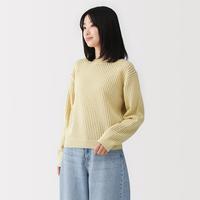 無印良品 MUJI 女式 可水洗 网眼 圆领毛衣