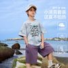 ASK junior ask儿童套装2026夏季新款男童扎染渐变短袖T恤运动透气短裤两件装