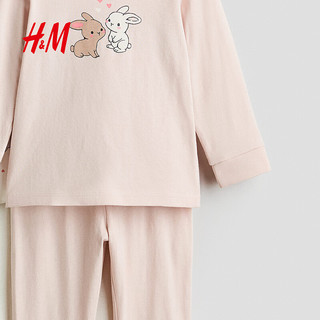 H&M 儿童套装 浅粉色小兔印花棉质睡衣 110/56(3-4岁)
