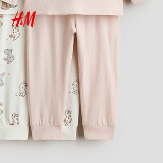 H&M 儿童套装 浅粉色小兔印花棉质睡衣 110/56(3-4岁)