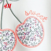 H&M 女童卫衣 白色/樱桃 130码
