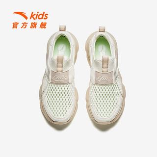 安踏儿童运动鞋女大童象牙白/白垩色/银35码