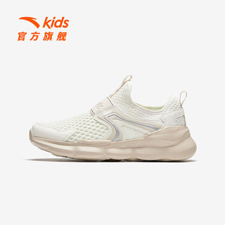 安踏儿童运动鞋女大童象牙白/白垩色/银35码