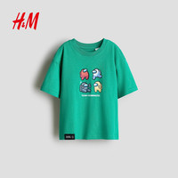 H&M HM童装男童T恤夏季圆领柔软宽松卡通印花短袖上衣1117472