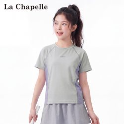 Lc La Chapelle 拉夏贝尔短袖t恤女童夏季新款撞色透气运动体恤女生宽松圆领上衣