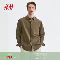H&M 亚麻混纺 男士衬衫