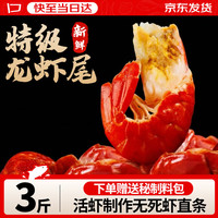 弹指鲜生 特级麻辣小龙虾尾 熟冻大号虾球鲜虾活剥冷冻固形物含量≥55% 特级大号3斤