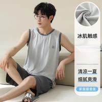 勋阳宇乐 背心短裤睡衣男款夏季无袖套装男休闲可外穿