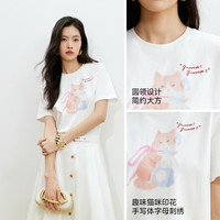 VERO MODA VEROMODA T恤女2026夏季新款纯棉猫咪印花简约短袖上衣舒适百搭326201008
