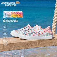 斯凯奇 儿童洞洞鞋夏季透气一鞋两穿沙滩凉鞋底防滑耐磨406455L 女童/白色/粉红色/WPK 28.5