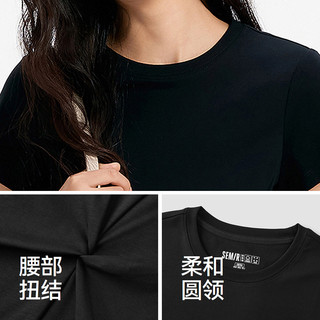 森马 森柔森马短袖T恤女 黑色 XL