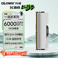 光威 24GB DDR5 6000 台式机内存条 龙武 马甲条 海力士M-die CL28 深空银 AI电脑配件升级
