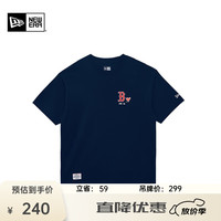 NEW ERA ERA纽亦华MLB爱心短袖T恤圆领男女NY印花百搭潮 14387846-藏青色 S