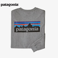 Patagonia 男士混纺棉轻便logo潮流圆领长袖T恤卫衣L/S P-6 Logo 38518 GLH M