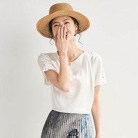 帕罗 真丝短袖T恤 女 白色 L