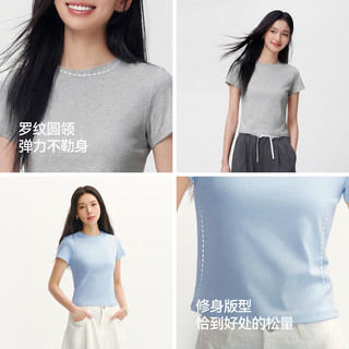 森马 凉感T恤女 浅花灰 3XL