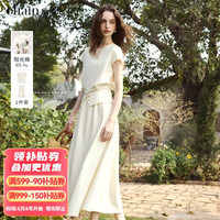 OLRAIN 2026新款夏季休闲设计感女装短袖T恤a字半身裙套装女两件套 杏色 S
