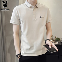 PLAYBOY 短袖T恤男士polo衫夏季薄款潮牌体恤修身半袖高端上衣服