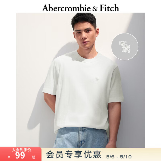 Abercrombie & Fitch 经典小麋鹿图案男士棉质短袖T恤 124-9235