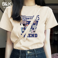 班尼路 S&K100%纯棉短袖T恤女 杏色