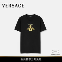 VERSACE 男士印花棉质平纹针织修身T恤 1B000-黑色 S