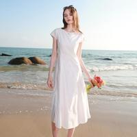 限尺码、新品尝鲜：三彩 理想裙 女士圆领短袖A字连衣裙 XL