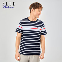 ELLE Active 时尚条纹撞色男款运动T恤