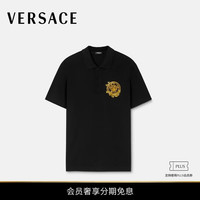 VERSACE 男士刺绣棉质珠地布Polo衫 1B000-黑色 M