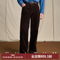 CULTUM 复古学院风男士灯芯绒直筒裤秋冬防静电高腰阔腿裤