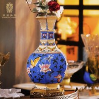 Phoenix 凤凰美居 FH03-6785 蓝色系列欧式彩绘陶瓷台面花瓶