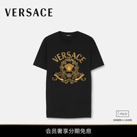 VERSACE 男士刺绣棉质平纹针织修身T恤 1B000-黑色 M