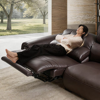 京东京造 JDJZ038 轻奢皮艺沙发 大三座双电 全青皮奢享款