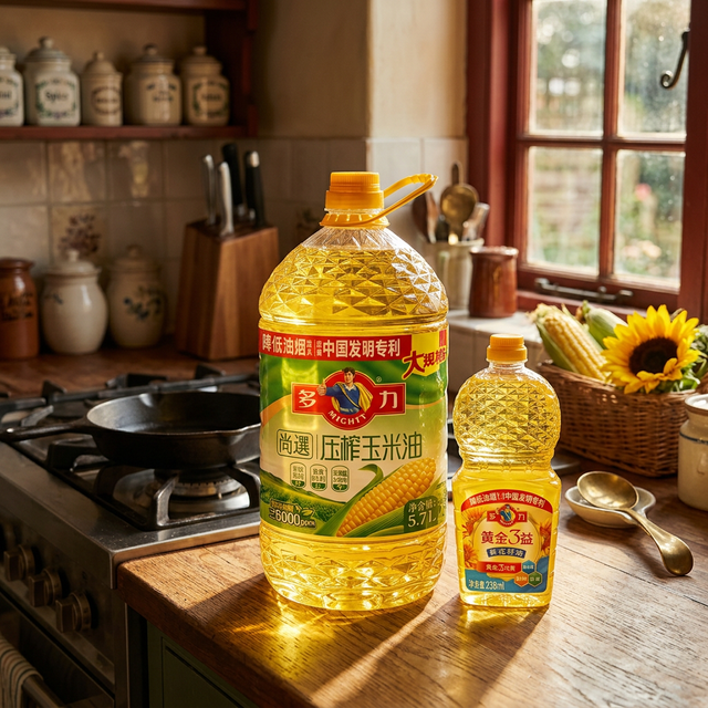 多力 尚选压榨玉米油 5.7L+黄金3益小油 5.938L