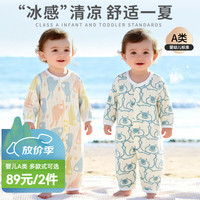 班杰威尔 婴儿衣服夏季薄款纯棉长袖连体衣 夏装长袖趴趴熊