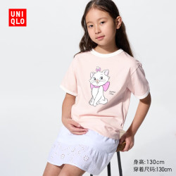 优衣库 UT MAGIC FOR ALL印花短袖T恤 水粉色 120cm