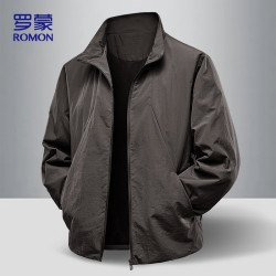 罗蒙 男士夹克 春季商务休闲抗皱立领外套 咖色 XL