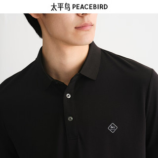 太平鸟 男士桑蚕丝Polo衫 黑色 M