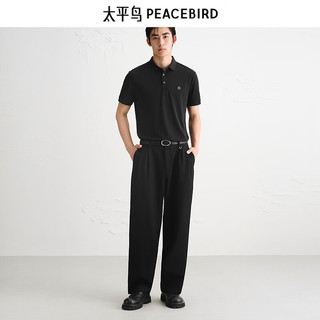 太平鸟 男士桑蚕丝Polo衫 黑色 M