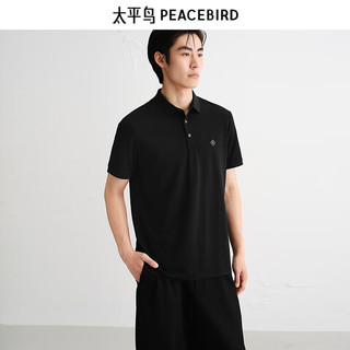 太平鸟 男士桑蚕丝Polo衫 黑色 M