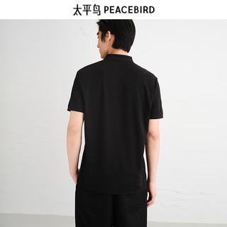 太平鸟 男士桑蚕丝Polo衫 黑色 M